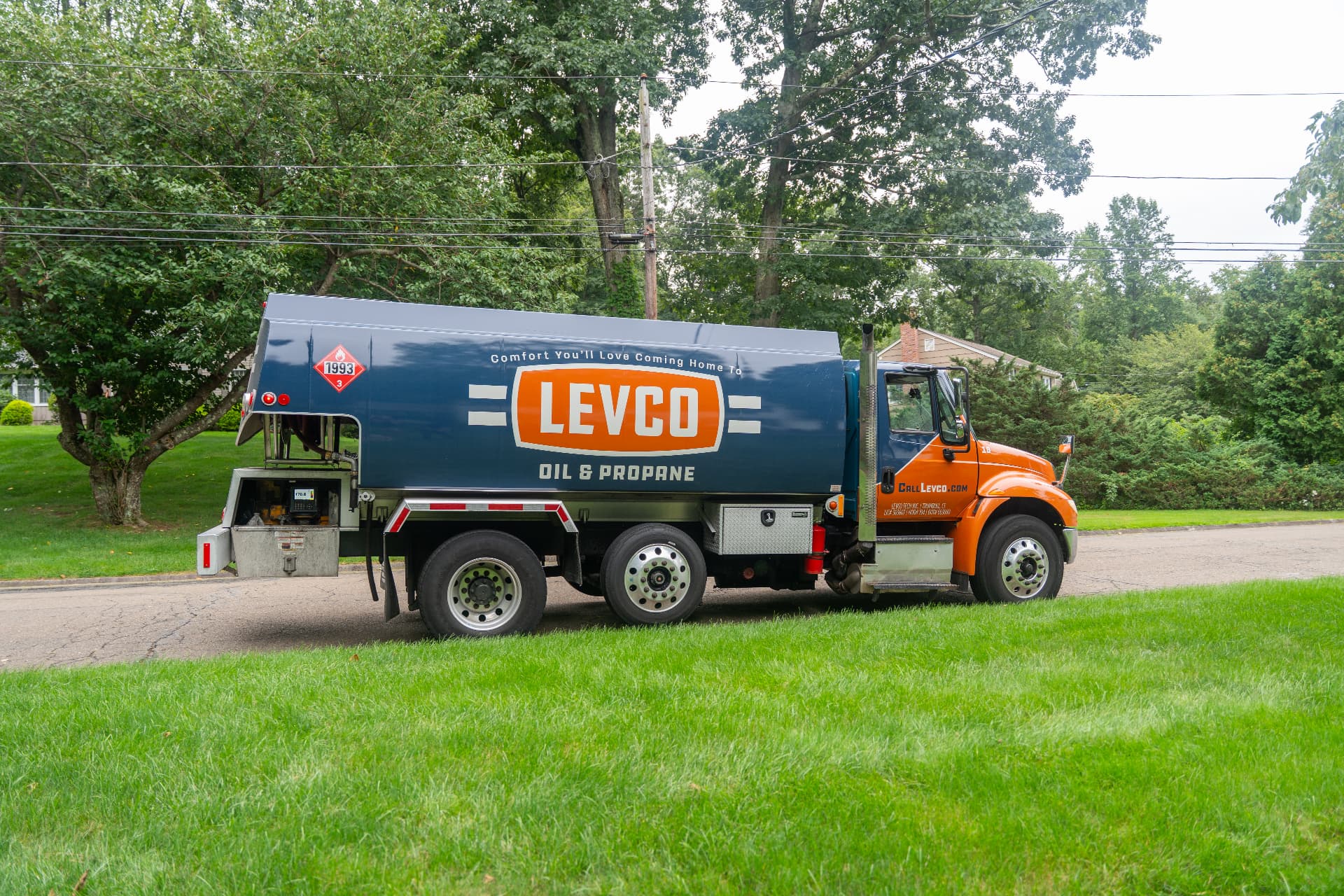 Levco oil and propane truck parked on a Connecticut street