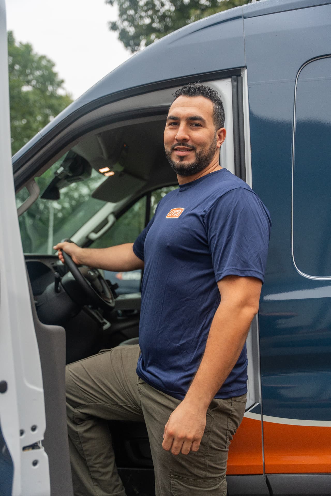 Levco team member ready to make a propane exchange delivery